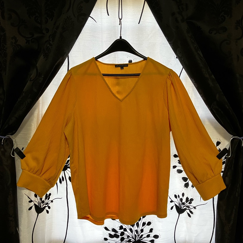 Adrianna Papell V-Neck Blouse in Goldenrod